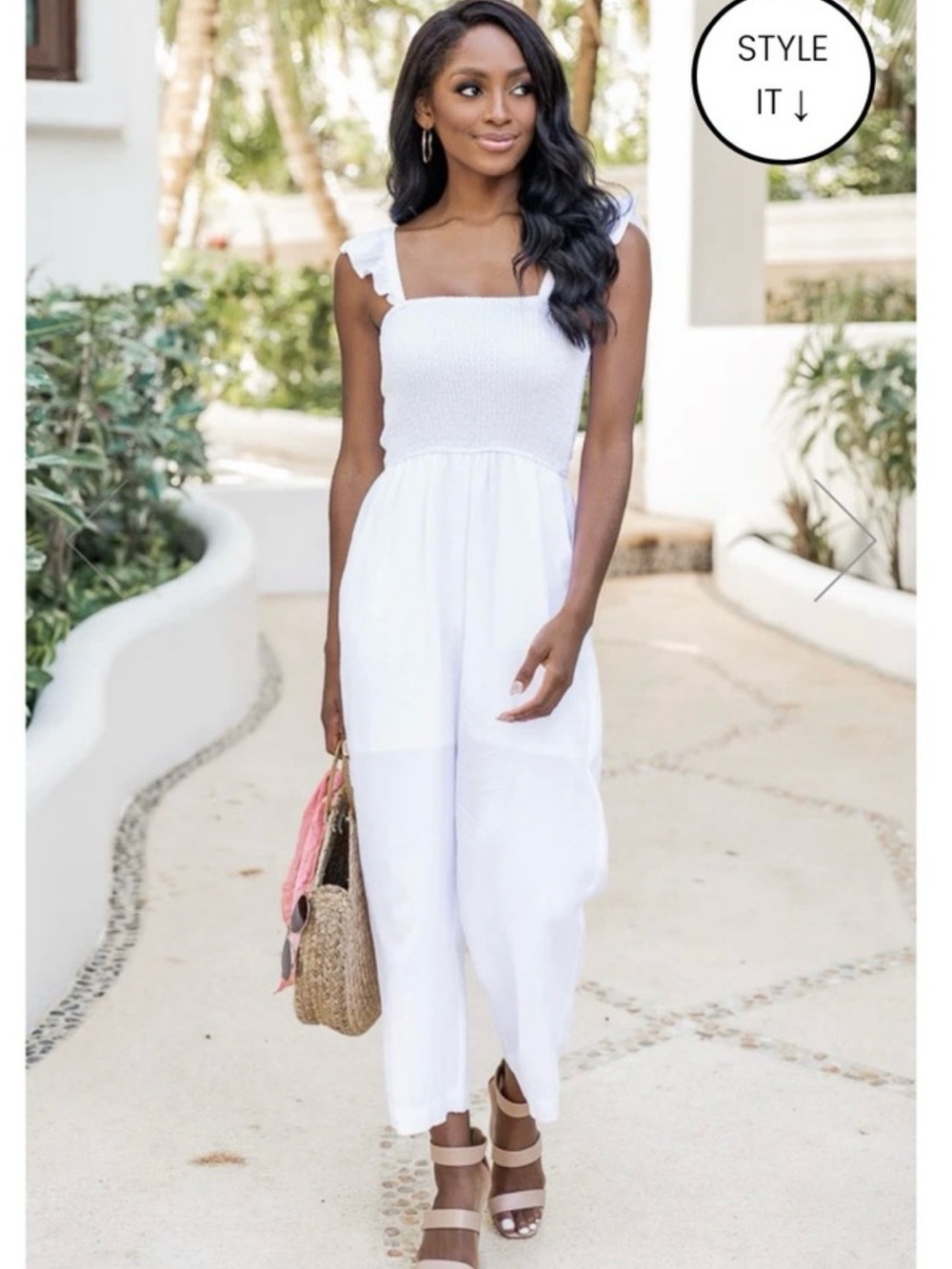 Pink Lily Perfectly Poised White Jumpsuit